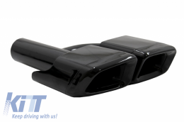 Rear Bumper Diffuser suitable for Mercedes S-Class W221 (2005-2013) Facelift S63 S65 Design with Black Exhaust Muffler Tips-image-6024689