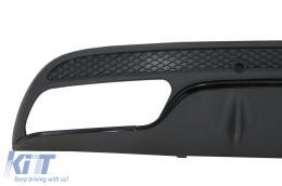 Rear Bumper Diffuser suitable for Mercedes C-Class W205 S205 (2014-2020) with Exhaust Muffler Tips C63 Design Only for Sport Pack Black Edition-image-6044569