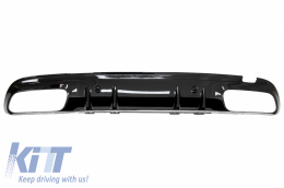 Rear Bumper Diffuser suitable for MERCEDES C-Class W205 S205 (2014-2020) C63S Design Silver Tips Only for AMG Sport Line-image-6055684