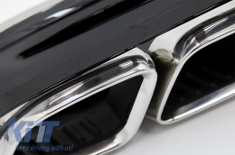 Rear Bumper Diffuser suitable for MERCEDES C-Class W205 S205 (2014-2020) C63S Design Silver Tips Only for AMG Sport Line-image-6055686