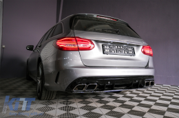 Rear Bumper Diffuser suitable for MERCEDES C-Class W205 S205 (2014-2020) C63S Design Silver Tips Only for AMG Sport Line-image-6085572