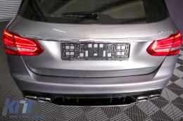 Rear Bumper Diffuser suitable for MERCEDES C-Class W205 S205 (2014-2020) C63S Design Silver Tips Only for AMG Sport Line-image-6085574