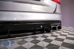 Rear Bumper Diffuser suitable for MERCEDES C-Class W205 S205 (2014-2020) C63S Design Silver Tips Only for AMG Sport Line-image-6085575