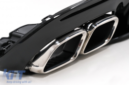 Rear Bumper Diffuser suitable for Mercedes C-Class W205 S205 (2014-2020) C63S Design Silver Tips Only for Sport Line-image-6091964