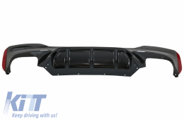 Rear Bumper Diffuser with Exhaust Muffler Tips Black suitable for BMW 5 Series G30 G31 Limousine Touring (2017-up) M5 Design-image-6058188