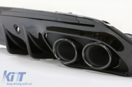 Rear Bumper Diffuser with Exhaust Muffler Tips suitable for Mercedes C-Class W205 (2014-2020) and Trunk Spoiler Piano Black-image-6073649