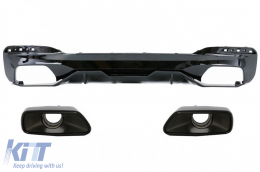 Rear Bumper Diffuser With Exhaust Tips suitable for BMW 5 Series G30 G31 Limousine Touring (2017-up) 540 M Performance Look Piano Black-image-6076136