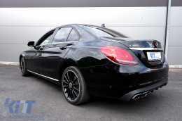 Rear Bumper Diffuser with Muffler Tips suitable for Mercedes C-Class W205 S205 (2014-2018) C63 Look Shadow Black only for Standard Bumper-image-6070187