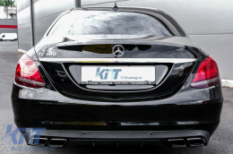 Rear Bumper Diffuser with Muffler Tips suitable for Mercedes C-Class W205 S205 (2014-2018) C63 Look Shadow Black only for Standard Bumper-image-6070188