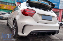 Rear Bumper Flaps Flics Side Fins suitable for Mercedes A-Class W176 (2012-2018) Piano Black-image-6070553