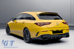 Rear Bumper Flaps Flics Side Fins suitable for Mercedes CLA Shooting Brake X118 CLA Coupe C118 (2019-up) Piano Black CLA 45S Design-image-6070521