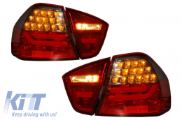 Rear Bumper M3 Design without PDC LED Taillights Red/Smoke suitable for BMW 3 Series E90 2005-2008-image-6021351