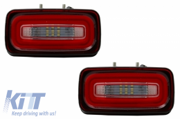 Rear Bumper Roof Spoiler suitable for Mercedes G-class W463 (1989-2015) with Full LED Taillights Light Bar Red Dynamic Sequential Turning Lights and Fog Lamp Red Clear-image-6047597