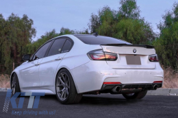 Rear Bumper Spoiler Valance Diffuser Double Outlet for Single Exhaust suitable for BMW 3 Series F30 F31 (2011-2019) M Performance Design Carbon Film Coating-image-6063633