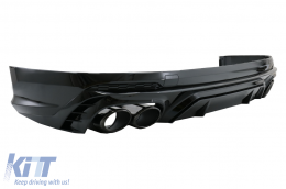 Rear Bumper Spoiler Valance Diffuser Double Outlet suitable for Audi Q5 SUV FY S-Line (2018-2020) Black Tips-image-6078696