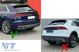 Rear Bumper Spoiler Valance Diffuser Double Outlet suitable for Audi Q8 S-Line (2018-up) Black Tips-image-6087789