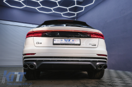 Rear Bumper Spoiler Valance Diffuser Double Outlet suitable for Audi Q8 S-Line (2018-) Silver Tips-image-6089725