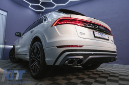 Rear Bumper Spoiler Valance Diffuser Double Outlet suitable for Audi Q8 S-Line (2018-) Silver Tips-image-6089726