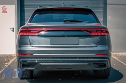 Rear Bumper Spoiler Valance Diffuser Double Outlet suitable for Audi Q8 S-Line (2018-) Silver Tips-image-6095795