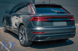 Rear Bumper Spoiler Valance Diffuser Double Outlet suitable for Audi Q8 S-Line (2018-) Silver Tips-image-6095796