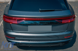 Rear Bumper Spoiler Valance Diffuser Double Outlet suitable for Audi Q8 S-Line (2018-) Silver Tips-image-6095797