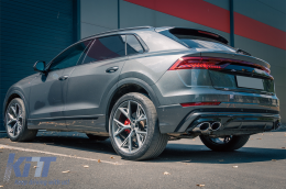 Rear Bumper Spoiler Valance Diffuser Double Outlet suitable for Audi Q8 S-Line (2018-) Silver Tips-image-6095807