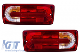 Rear Bumper suitable for Mercedes W463 G-Class (1989-2017) with Taillights Red Clear G63 G65 Design-image-6034318