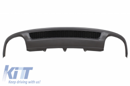 Rear Bumper Valance Air Diffuser and Exhaust Muffler Tips suitable for Audi A4 B8 Facelift Limousine Avant (2012-2015) with Badgeless Front Grille and Fog Lamp Covers S-Line Look only Standard Bumper-image-6056339