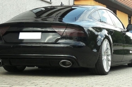 Rear Bumper Valance Air Diffuser suitable for Audi A7 4G (2010-2014) with Exhaust Tips RS7 Design-image-6020845