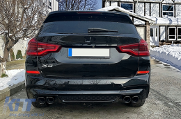 Rear Bumper Valance Diffuser Double Outlet with Exhaust Tips suitable for BMW X3 G01 (2018-2020) M Design Piano Black-image-6098931