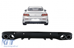 Rear Bumper Valance Diffuser Double Outlet with Exhaust Tips suitable for Mercedes C-Class C205 A205 Coupe Cabriolet (2014-2019) C43 Design-image-6077771