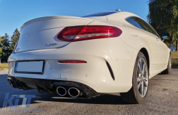 Rear Bumper Valance Diffuser Double Outlet with Exhaust Tips suitable for Mercedes C-Class C205 A205 Coupe Cabriolet (2014-2019) C43 Design-image-6095528