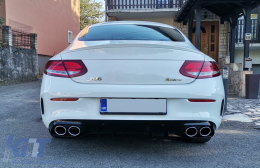 Rear Bumper Valance Diffuser Double Outlet with Exhaust Tips suitable for Mercedes C-Class C205 A205 Coupe Cabriolet (2014-2019) C43 Design-image-6095529