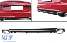 Rear Bumper Valance Diffuser Exhaust Tips suitable for Audi A4 B9 8W (2016-2018) Sedan Avant RS4 Design-image-6078884