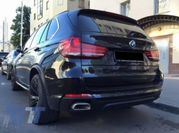 Rear Bumper Valance Diffuser & Square Exhaust Tips suitable for BMW X5 F15 (2013-2018) M-Tech V8 Design Matte Black For Standard Rear Bumper-image-6055411