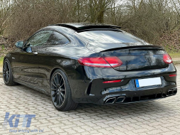 Rear Bumper Valance Diffuser suitable for Mercedes C-Class C205 A205 Coupe Cabriolet (2014-2019) Facelift C63S Design All Black-image-6089311