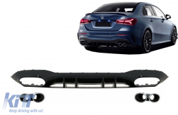 Rear Bumper Valance Diffuser suitable for Mercedes A-Class V177 Sedan (2018-) Chrome Exhaust-image-6071002