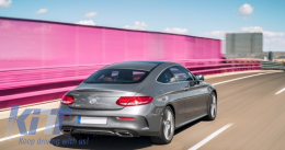 Rear Bumper Valance Diffuser with Exhaust Muffler Tips suitable for Mercedes C-Class C205 A205 Coupe Cabriolet (2014-2019) C63 Design-image-6051927