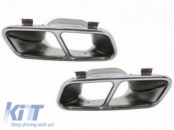 Rear Bumper Valance Diffuser with Exhaust Muffler Tips suitable for Mercedes W176 A-Class (2013-2018) A45 Facelift Design Carbon Look-image-6047404