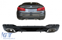 Rear Bumper Valance Diffuser With Exhaust Tips suitable for BMW 5 Series G30 G38 (2016-2019) 540 M Performance Design Carbon Look-image-6076900