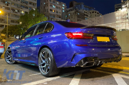 Rear Bumper Valance Diffuser With Exhaust Tips suitable for BMW 3 Series G20 G28 Sedan G21 Touring (2019-up) M340i M Look Carbon-image-6094367