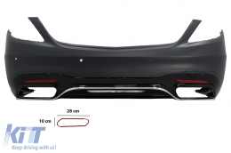 Rear Bumper with Diffuser and Exhaust Muffler Tips Black Emerald suitable for Mercedes S-Class W222 Facelift Sedan (07.2017-08.2020) S63 Design-image-6093128