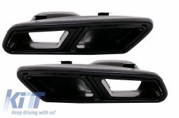 Rear Bumper with Exhaust Muffler Tips Black and LED Light Bar Taillights suitable for Mercedes W212 E-Class Facelift (2009-2012) E63 Design-image-6052903