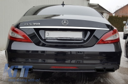 Rear Bumper with Exhaust Muffler Tips Black Edition and LED Light Bar Taillights suitable for Mercedes W212 E-Class Facelift (2009-2012) E63 Design-image-6052930