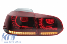 Rear Bumper with Exhaust System and Taillights Full LED Turning Light Static Red Smoke suitable for VW Golf VI (2008-2013) R20 Design-image-6051174