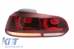 Rear Bumper with Exhaust System suitable for VW Golf VI (2008-2013) R20 Design Taillights Full LED Cherry Red (LHD and RHD) and Side Skirts-image-6051029