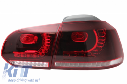 Rear Bumper with Exhaust System suitable for VW Golf VI (2008-2013) R20 Design Taillights Full LED Cherry Red (LHD and RHD) and Side Skirts-image-6051031