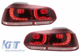 Rear Bumper with Exhaust System suitable for VW Golf VI (2008-2013) R20 Design Taillights Full LED Cherry Red (LHD and RHD) and Side Skirts-image-6051032