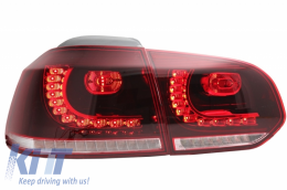 Rear Bumper with Exhaust System suitable for VW Golf VI (2008-2013) R20 Design Taillights Full LED Cherry Red (LHD and RHD) and Side Skirts-image-6051033