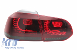 Rear Bumper with Exhaust System suitable for VW Golf VI (2008-2013) Side Skirts and Taillights Full LED Turning Light Static Red Smoke R20 Design-image-6051199